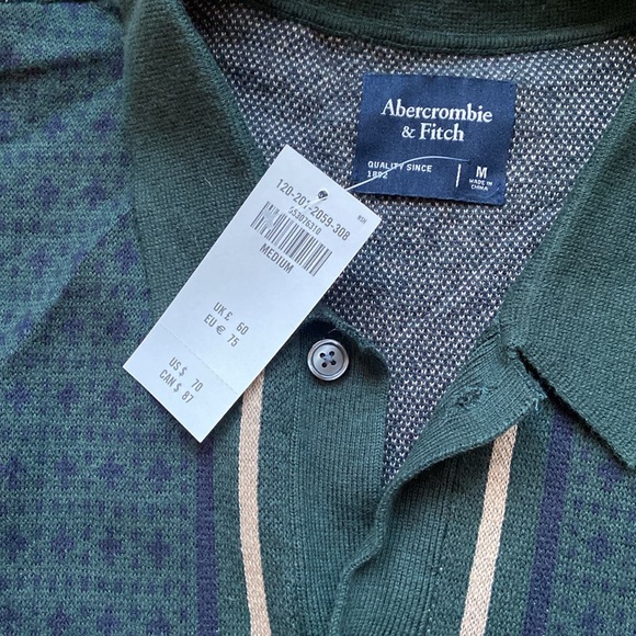 🆕 *NWT* Men’s A&F Sweater Polo Button Down - Picture 2 of 3